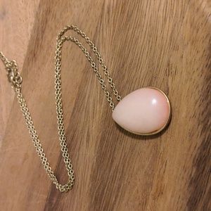 Pastel Pink teardrop stone pendant gold toned necklace